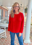 Hacci Long Sleeve Top - Red - Casual Top - Jimberly's Boutique - Olive Branch - Mississippi