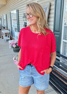 Hacci Pocket Top - Red - Casual Top - Jimberly's Boutique - Olive Branch - Mississippi