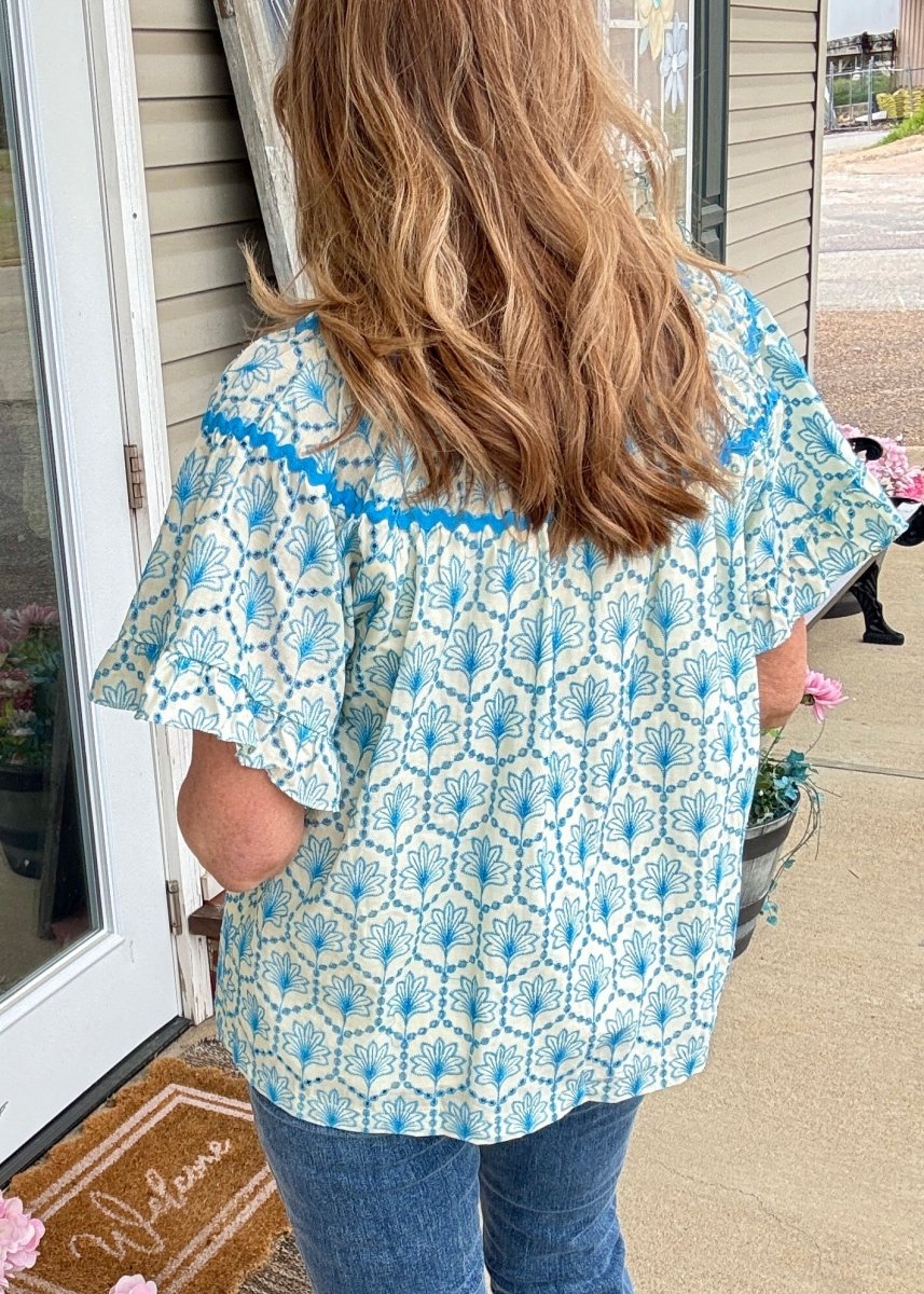 Hadley Eyelet Fabric Top - Cream | Umgee - Umgee Top - Jimberly's Boutique - Olive Branch - Mississippi