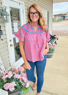 Hadley Eyelet Fabric Top - Pink | Umgee - Umgee Top - Jimberly's Boutique - Olive Branch - Mississippi