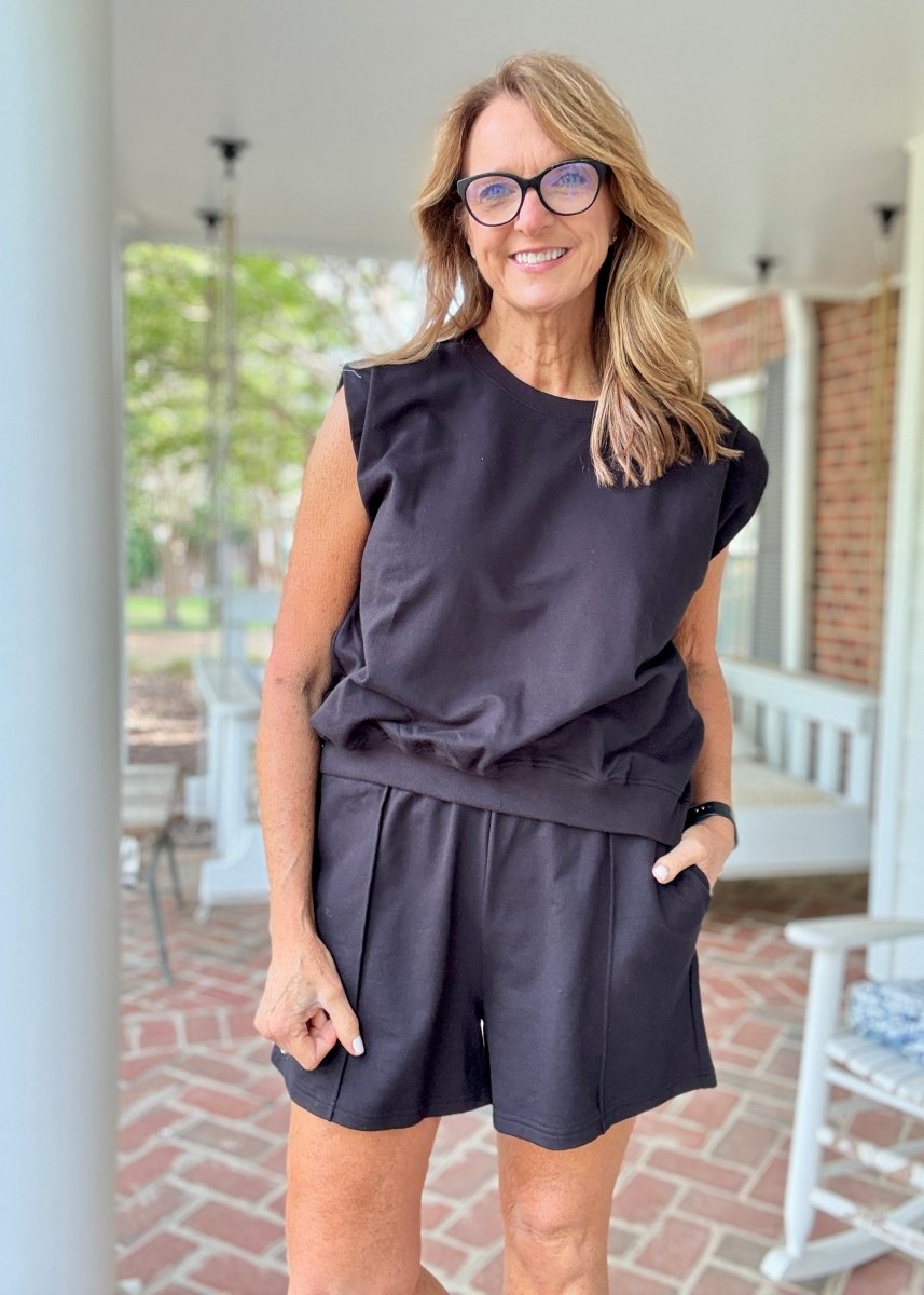 Hamptons French Terry Short Set - Black - short set - Jimberly's Boutique - Olive Branch - Mississippi