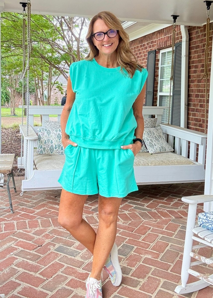 Hamptons French Terry Short Set - Mint - short set - Jimberly's Boutique - Olive Branch - Mississippi