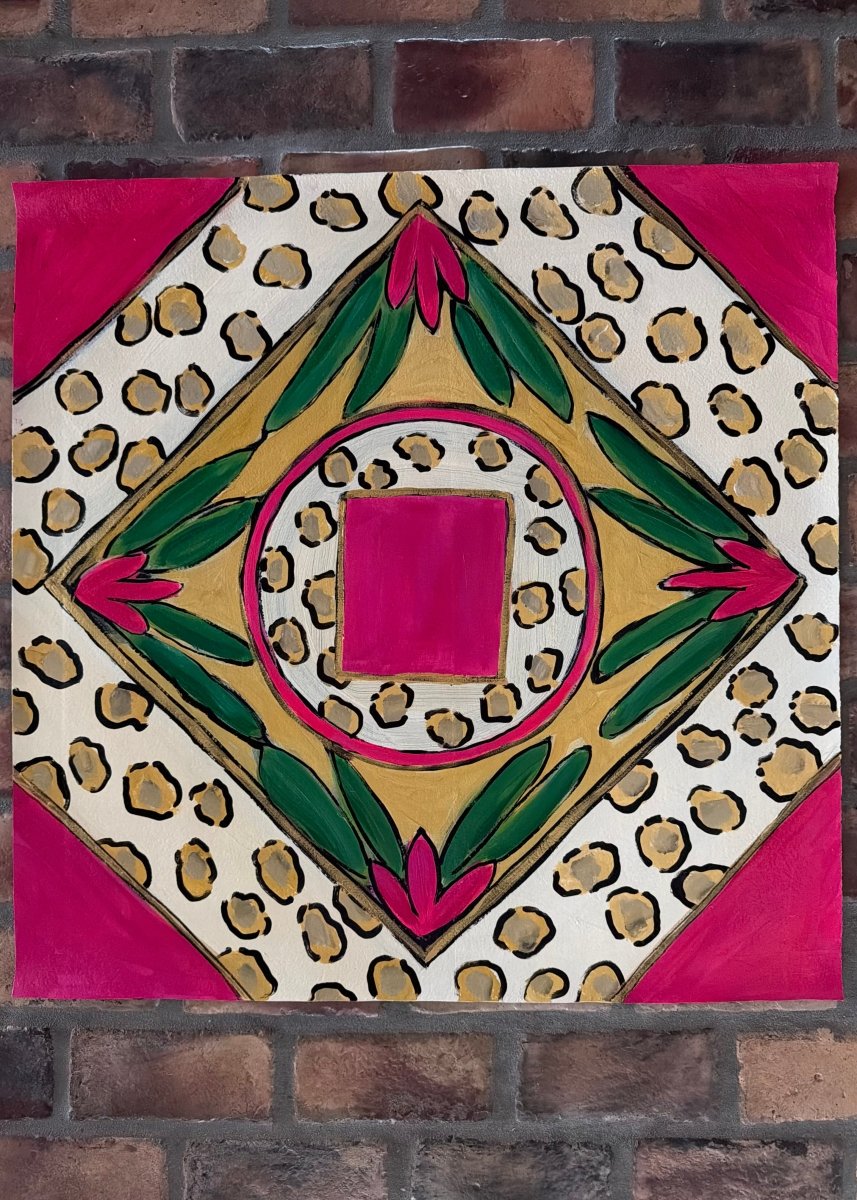 Hand Painted Mahjong Mat - Angled Leopard - Mahjong Mat -Jimberly's Boutique-Olive Branch-Mississippi