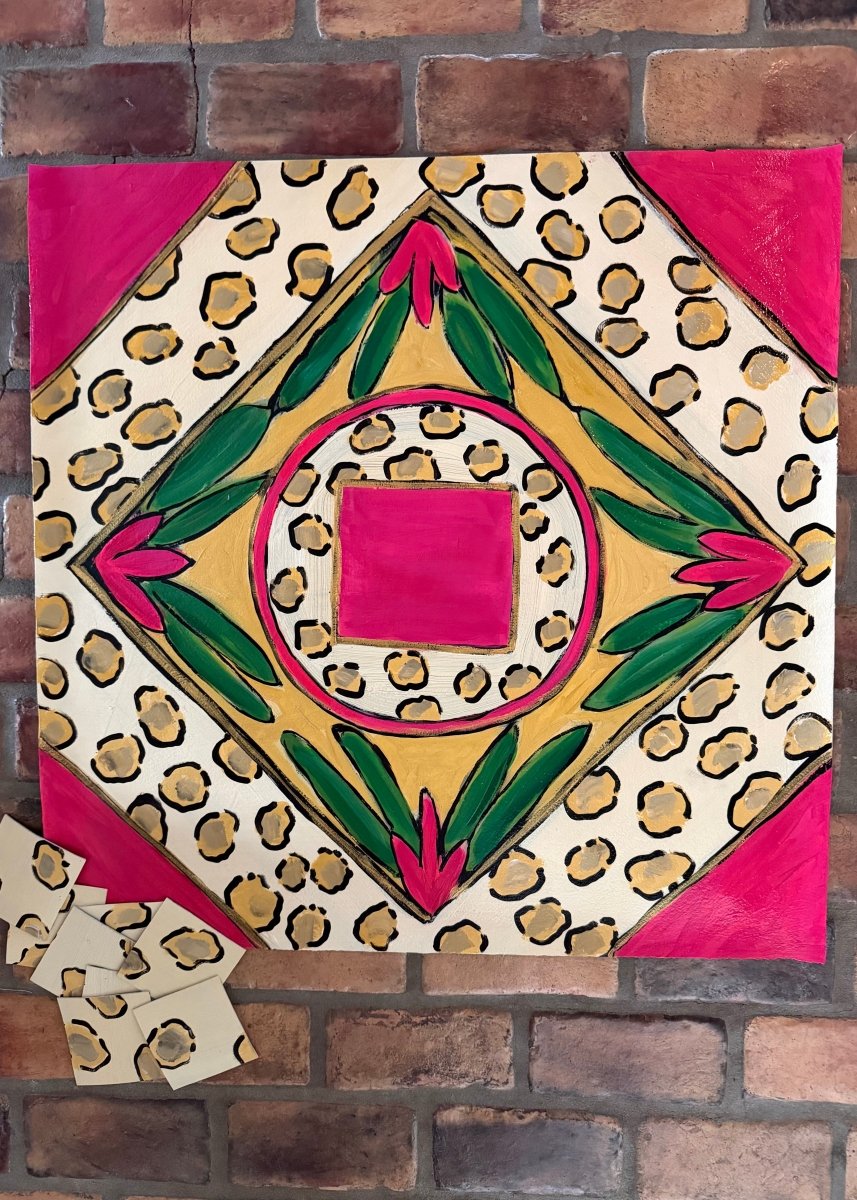 Hand Painted Mahjong Mat - Angled Leopard - Mahjong Mat -Jimberly's Boutique-Olive Branch-Mississippi