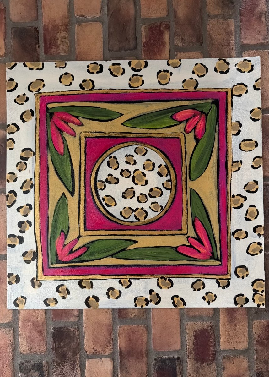 Hand Painted Mahjong Mat - White Leopard - Mahjong Mat -Jimberly's Boutique-Olive Branch-Mississippi