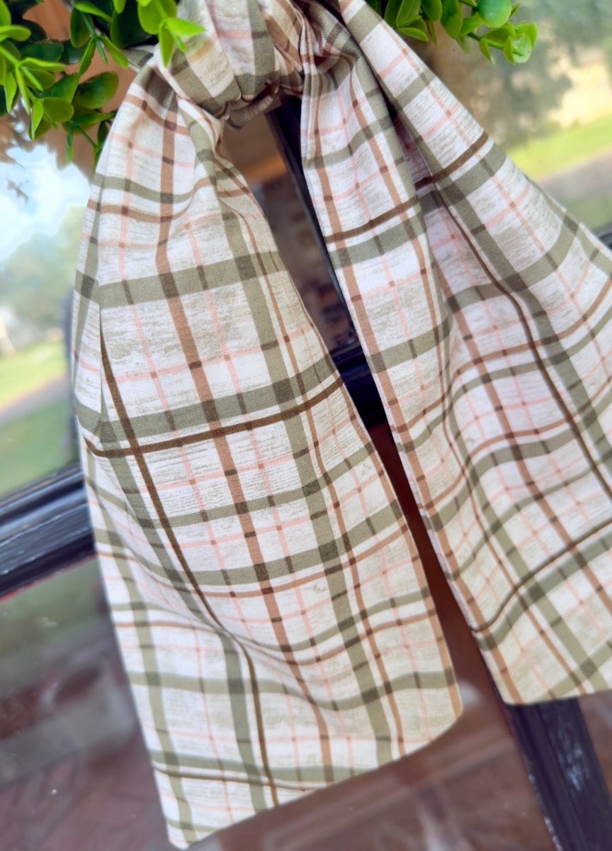 Handmade Wreath Sash - Brown/Sage Plaid - Wreath Sash -Jimberly's Boutique-Olive Branch-Mississippi