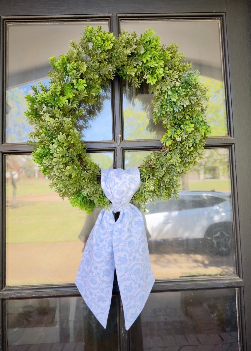 Handmade Wreath Sash - Lt Blue Toile - Wreath Sash - Jimberly's Boutique - Olive Branch - Mississippi