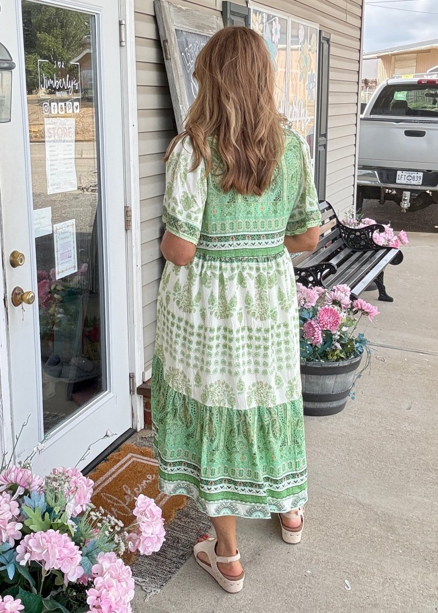 Harlow Green Paisley Midi Dress | Umgee - Umgee Dress - Jimberly's Boutique - Olive Branch - Mississippi