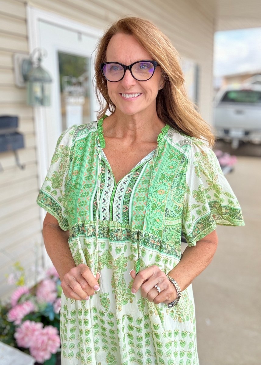 Harlow Green Paisley Midi Dress | Umgee - Umgee Dress - Jimberly's Boutique - Olive Branch - Mississippi