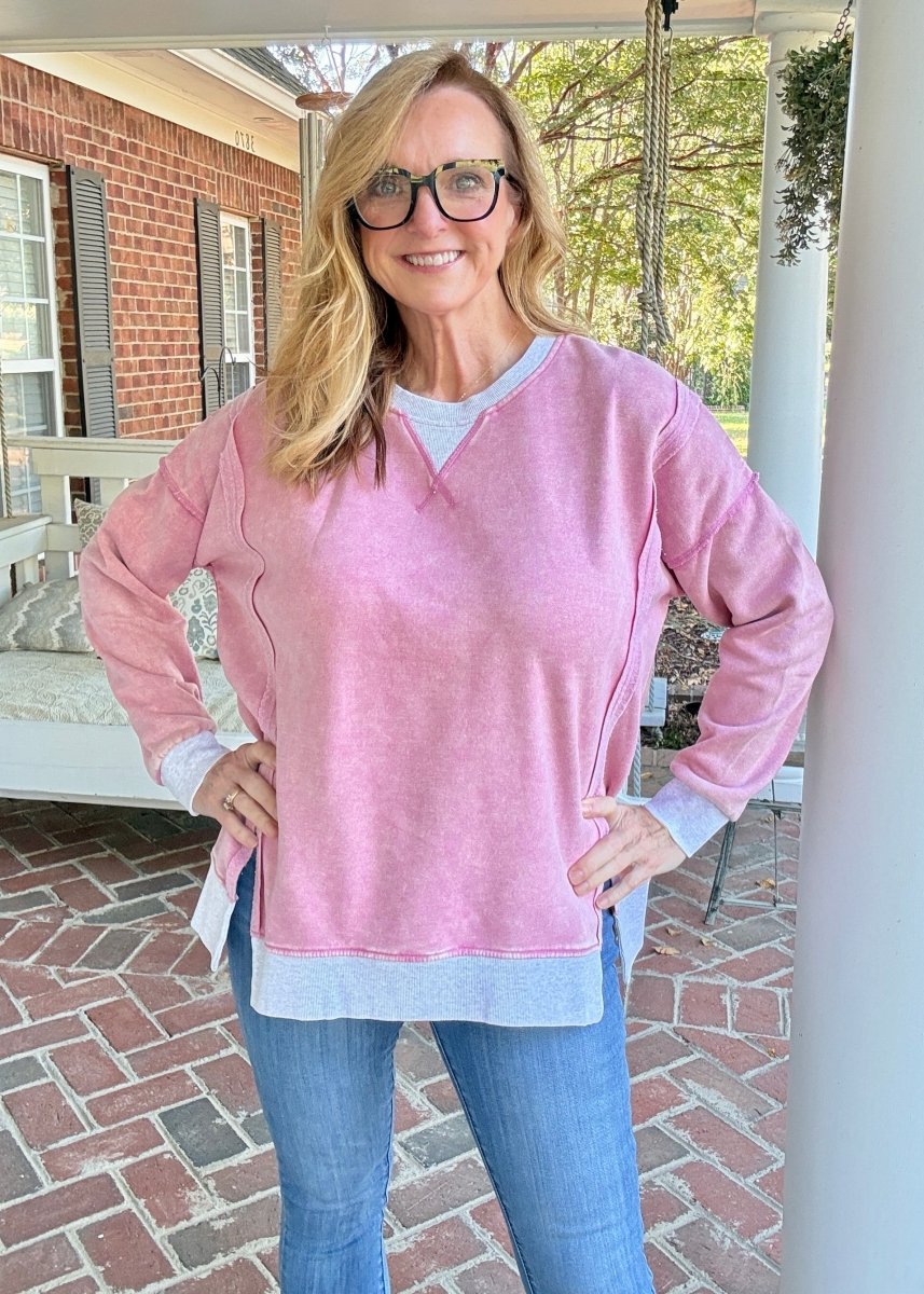 Harmony Acid Wash Pullover - Lt Rose | Zenana - pullover -Jimberly's Boutique-Olive Branch-Mississippi