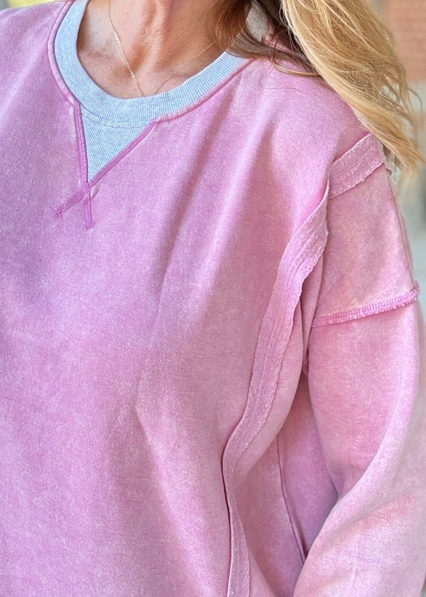 Harmony Acid Wash Pullover - Lt Rose | Zenana - pullover -Jimberly's Boutique-Olive Branch-Mississippi