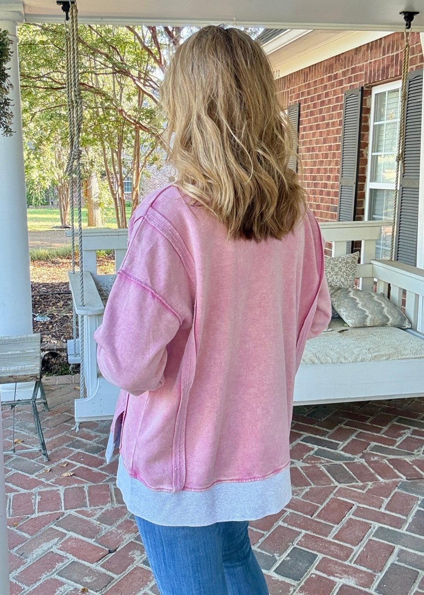 Harmony Acid Wash Pullover - Lt Rose | Zenana - pullover -Jimberly's Boutique-Olive Branch-Mississippi