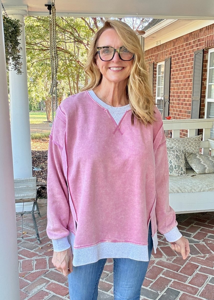Harmony Acid Wash Pullover - Lt Rose | Zenana - pullover -Jimberly's Boutique-Olive Branch-Mississippi