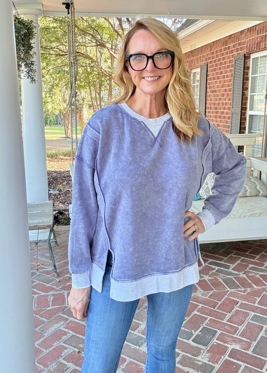Harmony Acid Wash Pullover - Marlin | Zenana - pullover -Jimberly's Boutique-Olive Branch-Mississippi