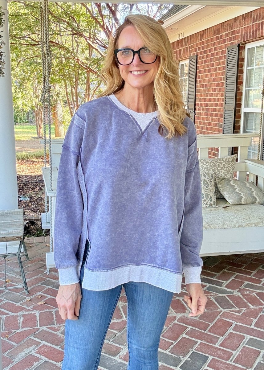 Harmony Acid Wash Pullover - Marlin | Zenana - pullover -Jimberly's Boutique-Olive Branch-Mississippi