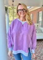 Harmony Acid Wash Pullover - Violet | Zenana - pullover -Jimberly's Boutique-Olive Branch-Mississippi