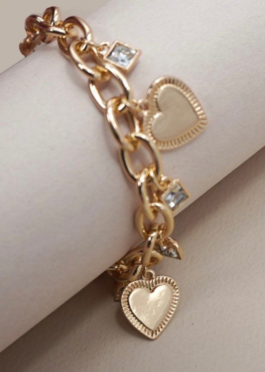 Heart Rhinestone Charm Bracelet - charm bracelet - Jimberly's Boutique - Olive Branch - Mississippi