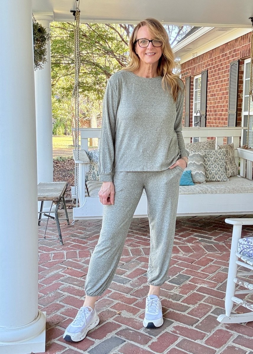 Heather Hacci Jogger Set - Dk Olive - jogger set - Jimberly's Boutique - Olive Branch - Mississippi