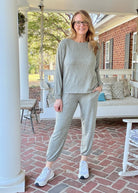 Heather Hacci Jogger Set - Dk Olive - jogger set - Jimberly's Boutique - Olive Branch - Mississippi