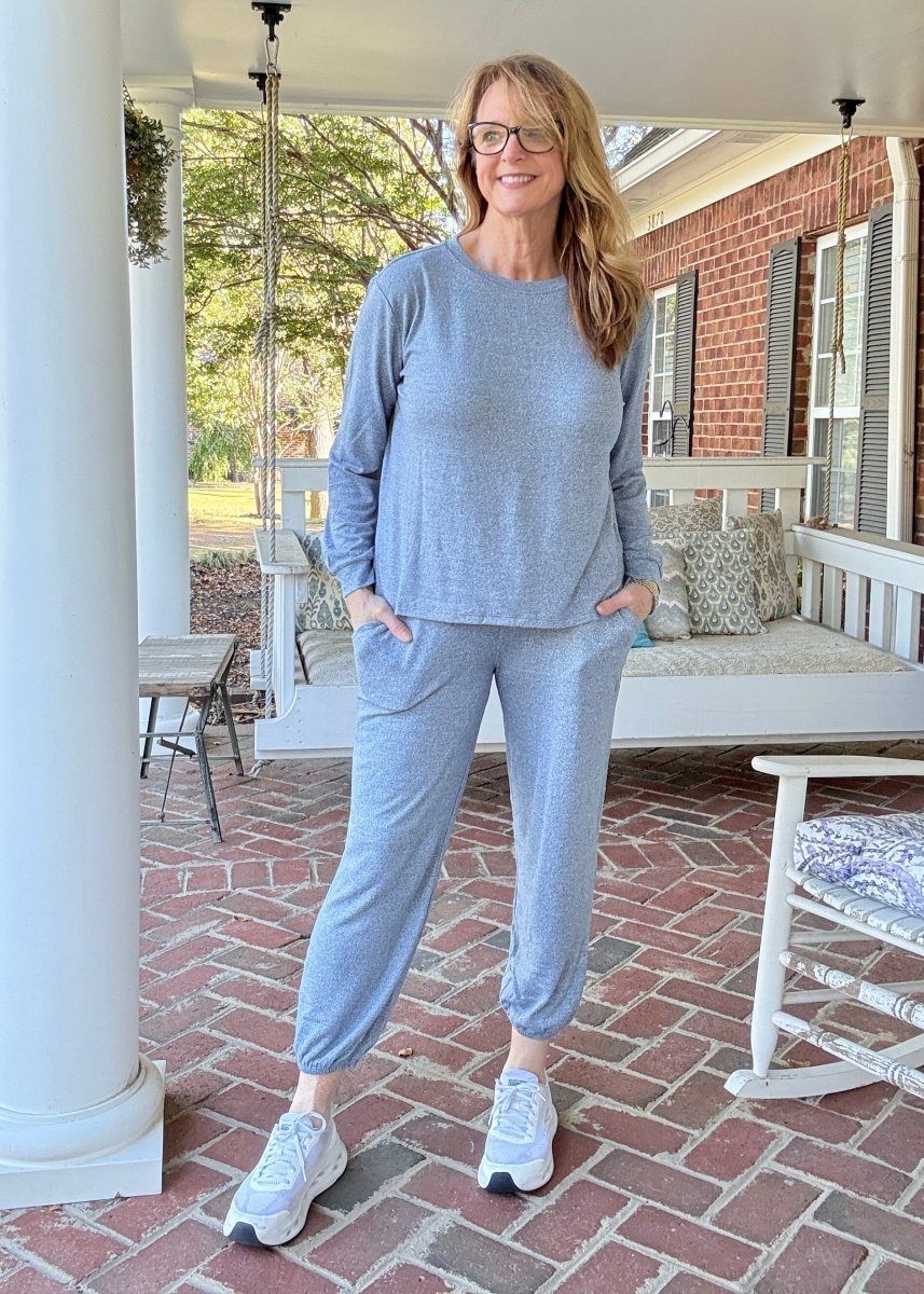 Heather Hacci Jogger Set - Dusty Blue - jogger set - Jimberly's Boutique - Olive Branch - Mississippi