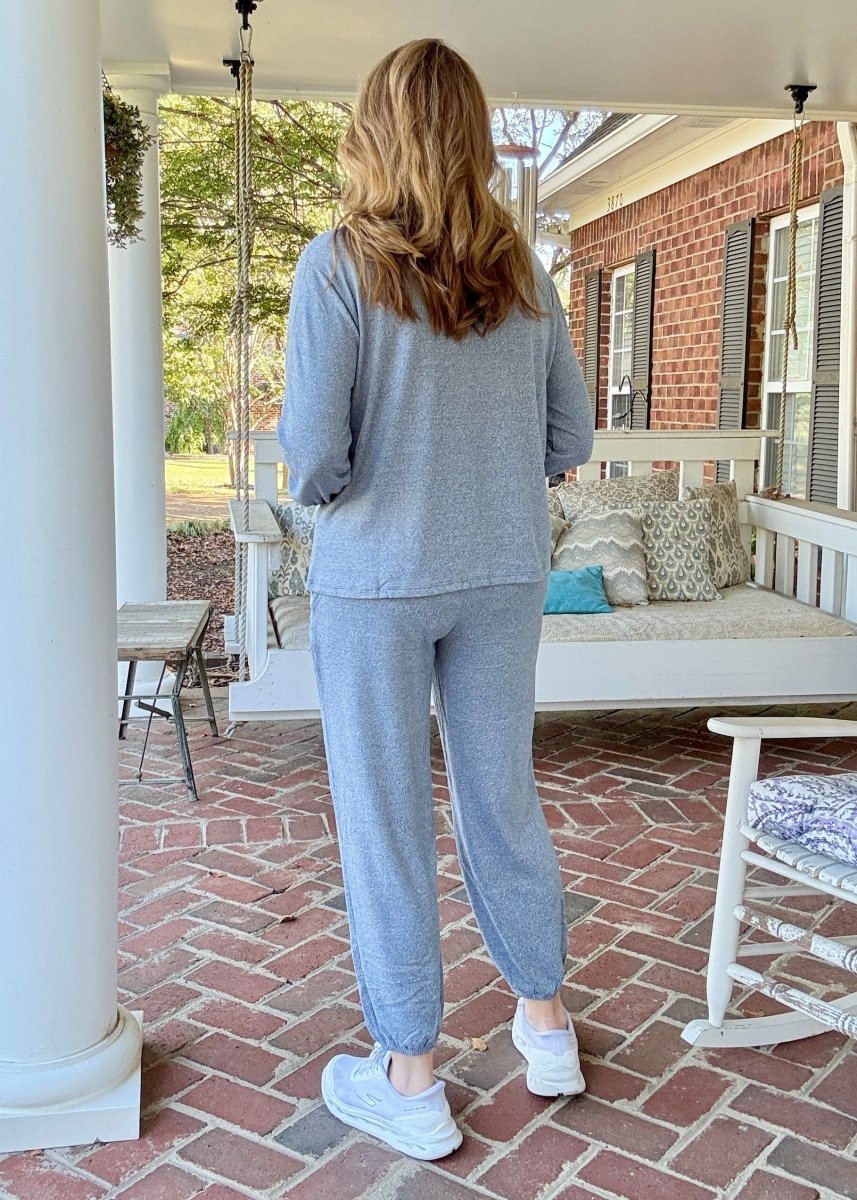Heather Hacci Jogger Set - Dusty Blue - jogger set - Jimberly's Boutique - Olive Branch - Mississippi