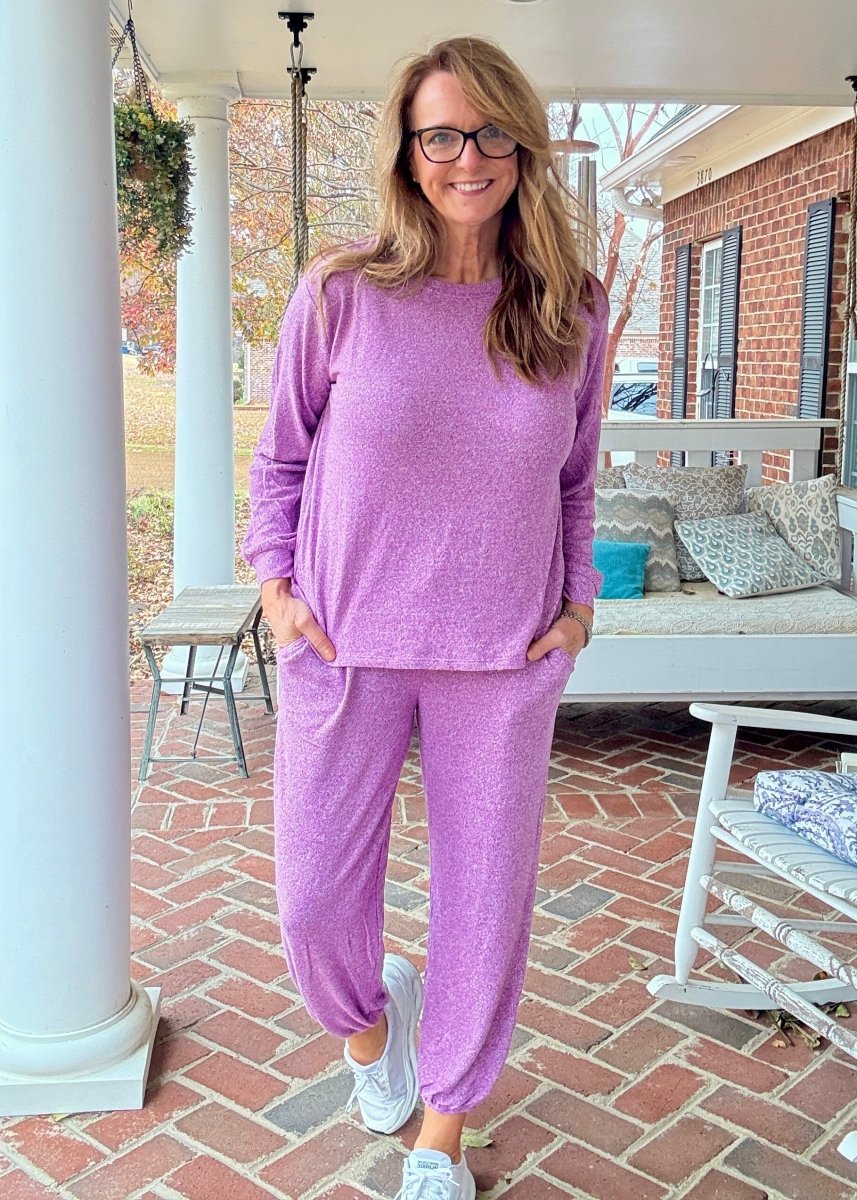 Heather Hacci Jogger Set - Lt Plum - jogger set - Jimberly's Boutique - Olive Branch - Mississippi