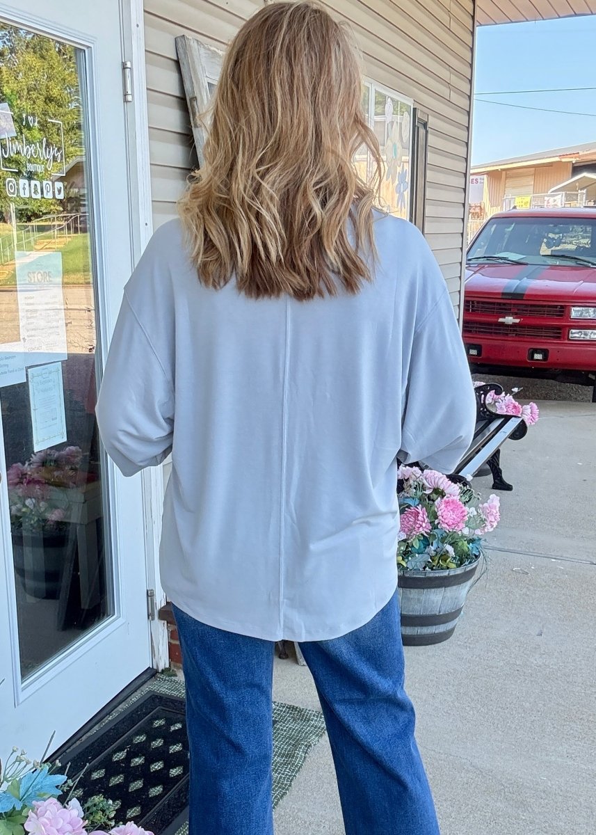 Hi Low Hem Knit Top - Lt Grey - Jimberly's Boutique-Olive Branch-Mississippi