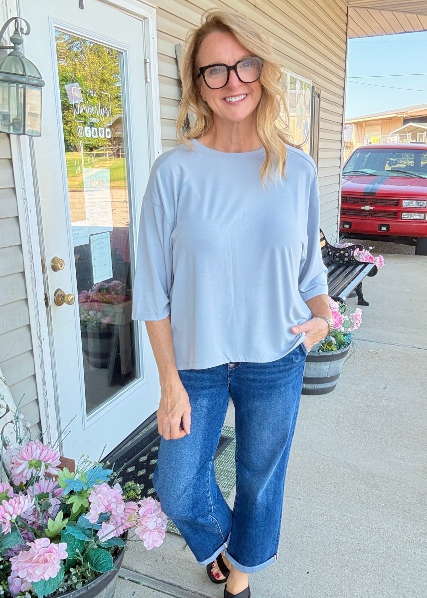 Hi Low Hem Knit Top - Lt Grey - Jimberly's Boutique-Olive Branch-Mississippi