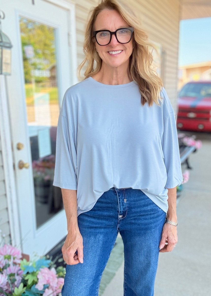 Hi Low Hem Knit Top - Lt Grey - Jimberly's Boutique-Olive Branch-Mississippi