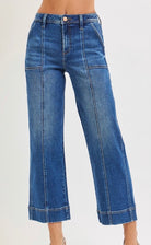 High Rise Crop Straight Front Seam Detailed Jeans | Risen - Barrel Jeans/Pants -Jimberly's Boutique-Olive Branch-Mississippi