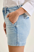 High Waist Trouser Denim Shorts | Judy Blue - Judy Blue Shorts - Jimberly's Boutique - Olive Branch - Mississippi