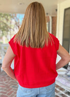 Hotty Toddy Embroidered Sweater Vest - Red w/Powder Blue - gameday -Jimberly's Boutique-Olive Branch-Mississippi