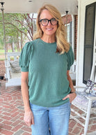 Hunter Raised Rib Puff Sleeve Top - Zenana Casual Top -Jimberly's Boutique-Olive Branch-Mississippi