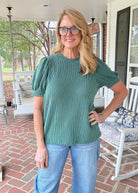 Hunter Raised Rib Puff Sleeve Top - Zenana Casual Top -Jimberly's Boutique-Olive Branch-Mississippi