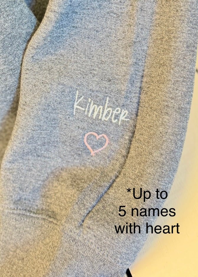 I Wear My Heart On My Sleeve Embroidered Sweatshirt - Dk Heather Grey - Casual Sweatshirt - Jimberly's Boutique - Olive Branch - Mississippi