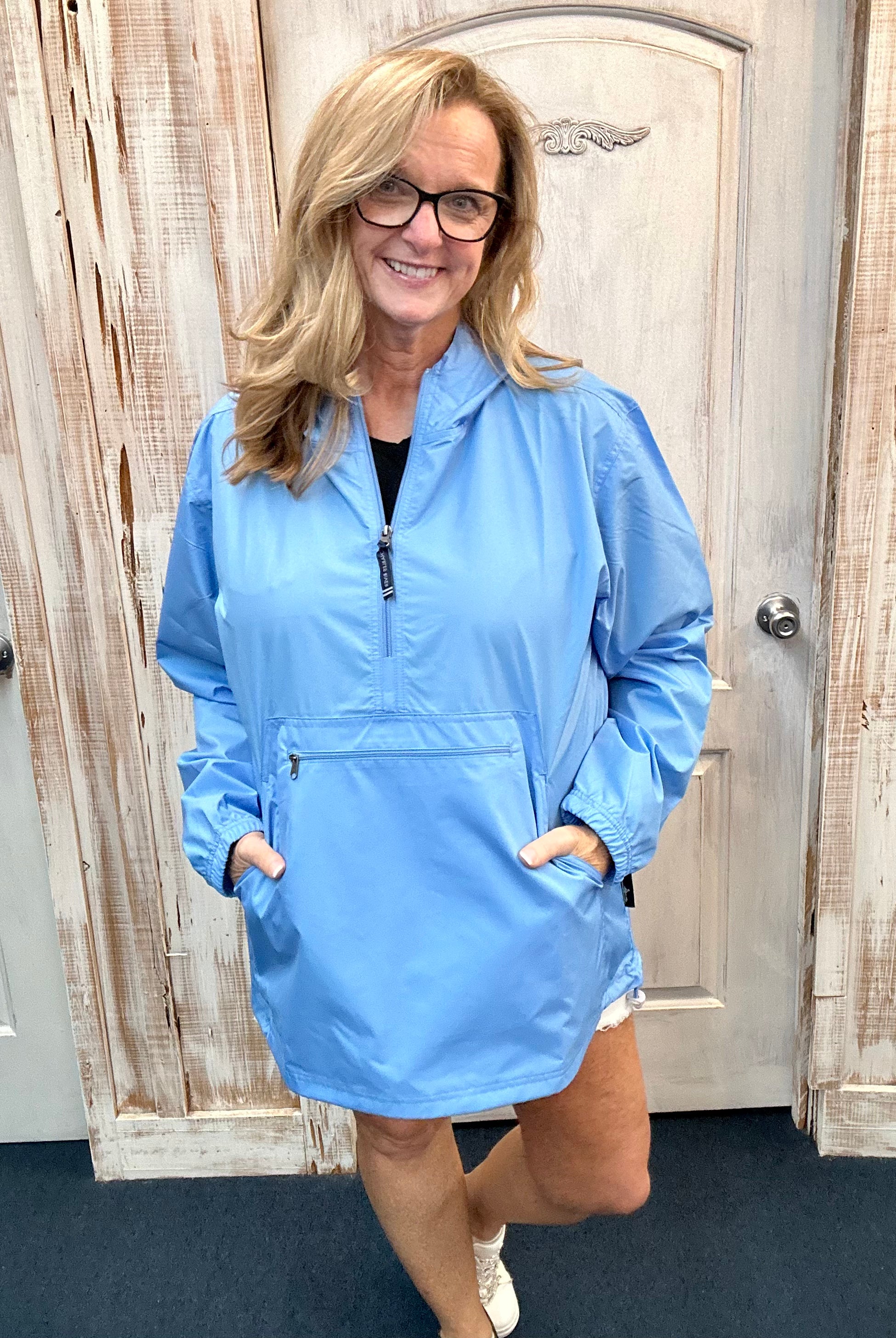 Charles River Unlined Pullover Rain Jacket--Columbia Blue - Rain Jacket -Jimberly's Boutique-Olive Branch-Mississippi
