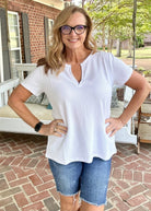 Jacie Short Sleeve Top - Off White - Casual Top -Jimberly's Boutique-Olive Branch-Mississippi