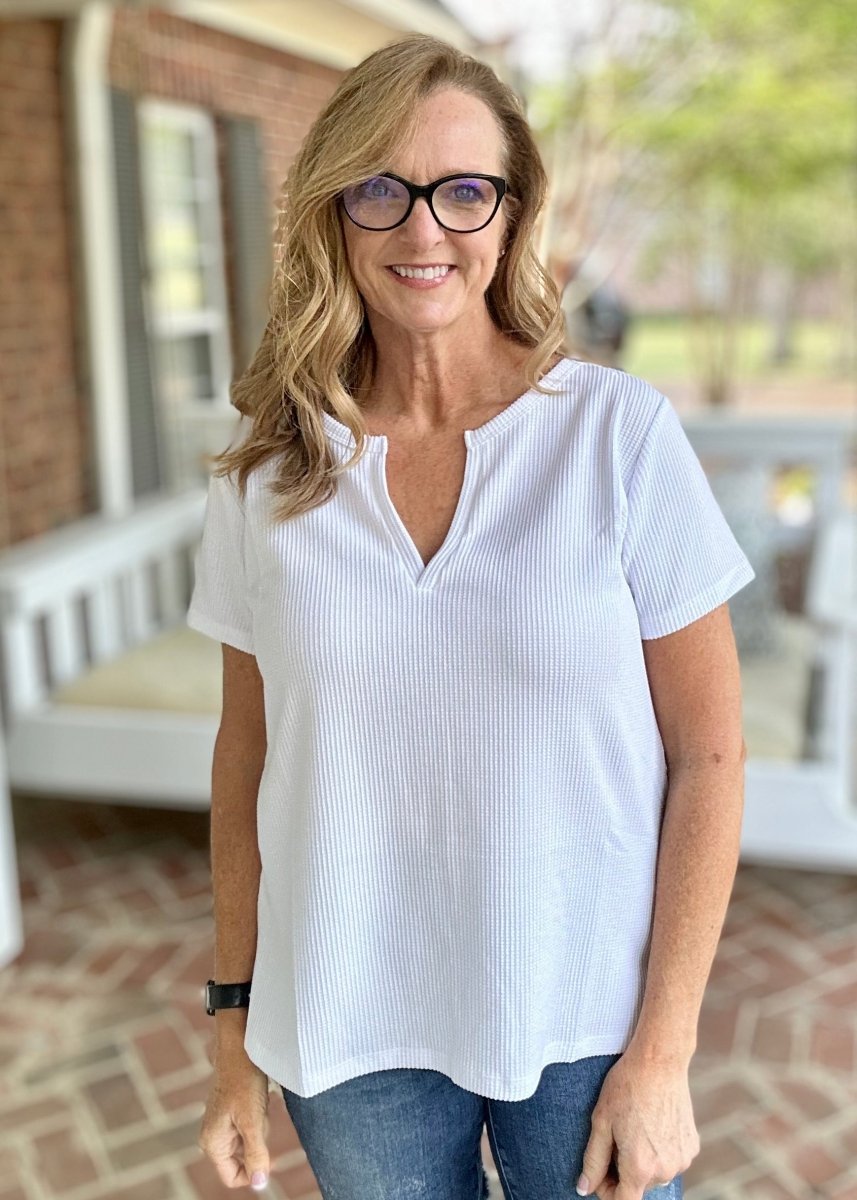 Jacie Short Sleeve Top - Off White - Casual Top -Jimberly's Boutique-Olive Branch-Mississippi