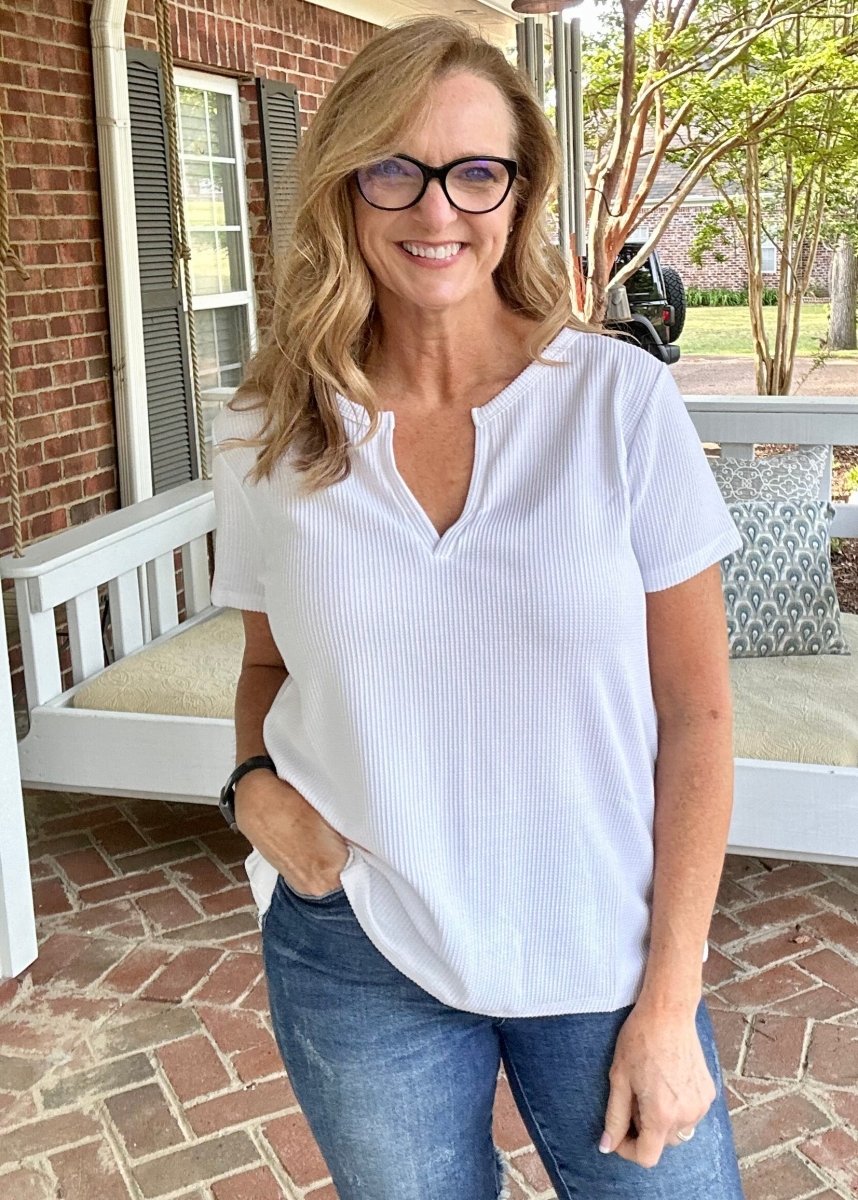 Jacie Short Sleeve Top - Off White - Casual Top -Jimberly's Boutique-Olive Branch-Mississippi