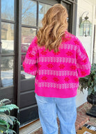 Jacquard Pullover Sweater - Hot Pink - Casual Sweater - Jimberly's Boutique - Olive Branch - Mississippi