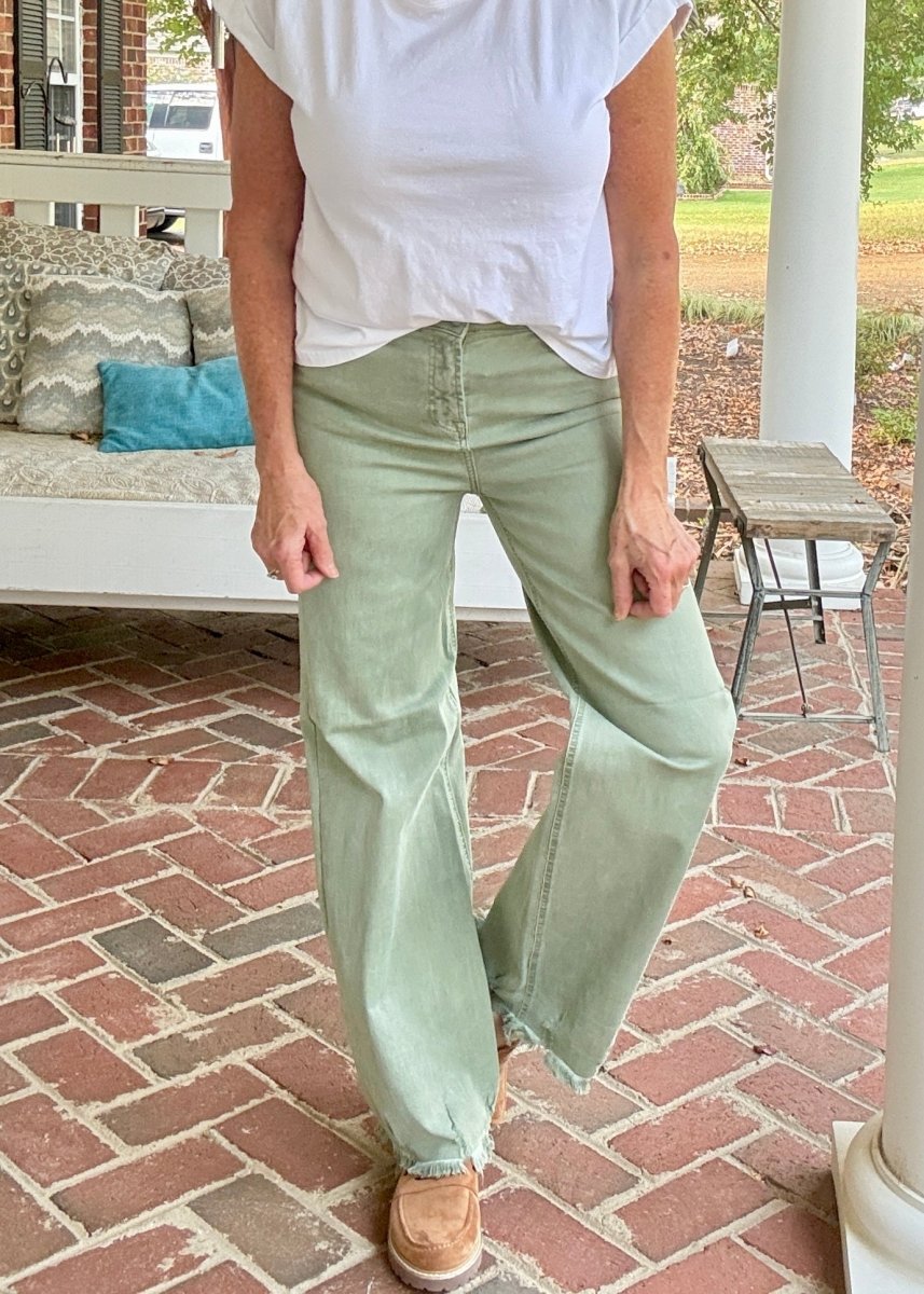Jefferson Wide Leg Jeans - Olive | Risen - risen jeans - Jimberly's Boutique - Olive Branch - Mississippi