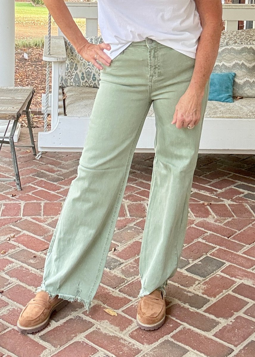 Jefferson Wide Leg Jeans - Olive | Risen - risen jeans - Jimberly's Boutique - Olive Branch - Mississippi