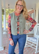 Jessie Tie Front Sweater Vest - Olive Green - sweater vest - Jimberly's Boutique - Olive Branch - Mississippi