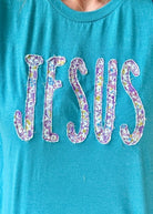 JESUS Applique Tshirt - Teal - Tshirt -Jimberly's Boutique-Olive Branch-Mississippi