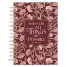 Journal Spiral-Bound Pink Floral with God Matt. 19:26 - Jimberly's Boutique-Olive Branch-Mississippi