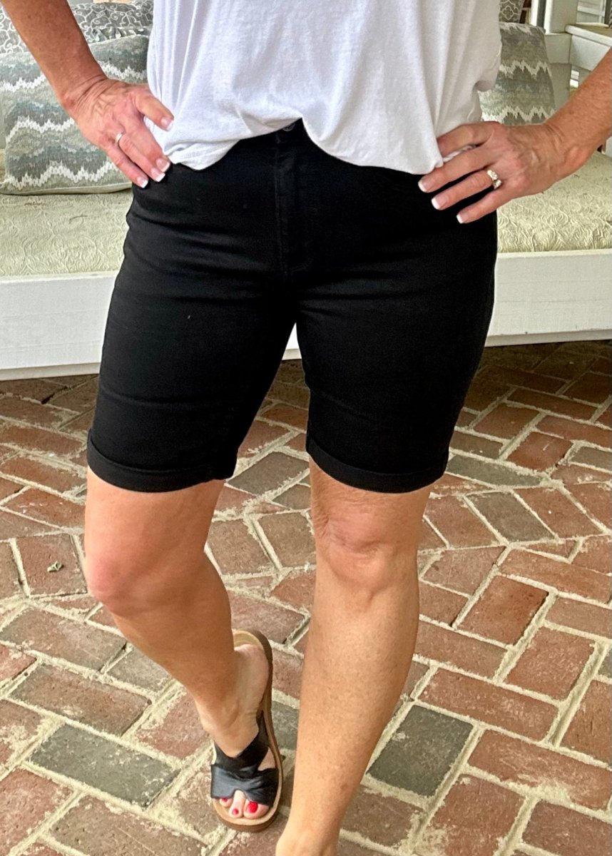 Judy Blue Bermuda Shorts - Black - judy blue shorts -Jimberly's Boutique-Olive Branch-Mississippi