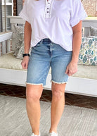 Judy Blue High Waist Cutoff Bermuda Shorts - judy blue shorts -Jimberly's Boutique-Olive Branch-Mississippi