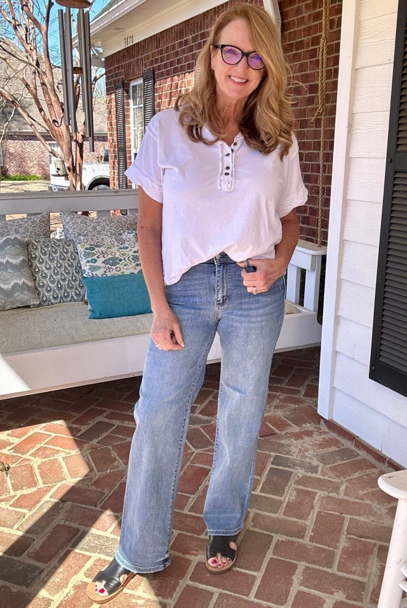 Judy Blue Jeans | Mid Rise | Vintage Wash | Wide Leg - -Jimberly's Boutique-Olive Branch-Mississippi