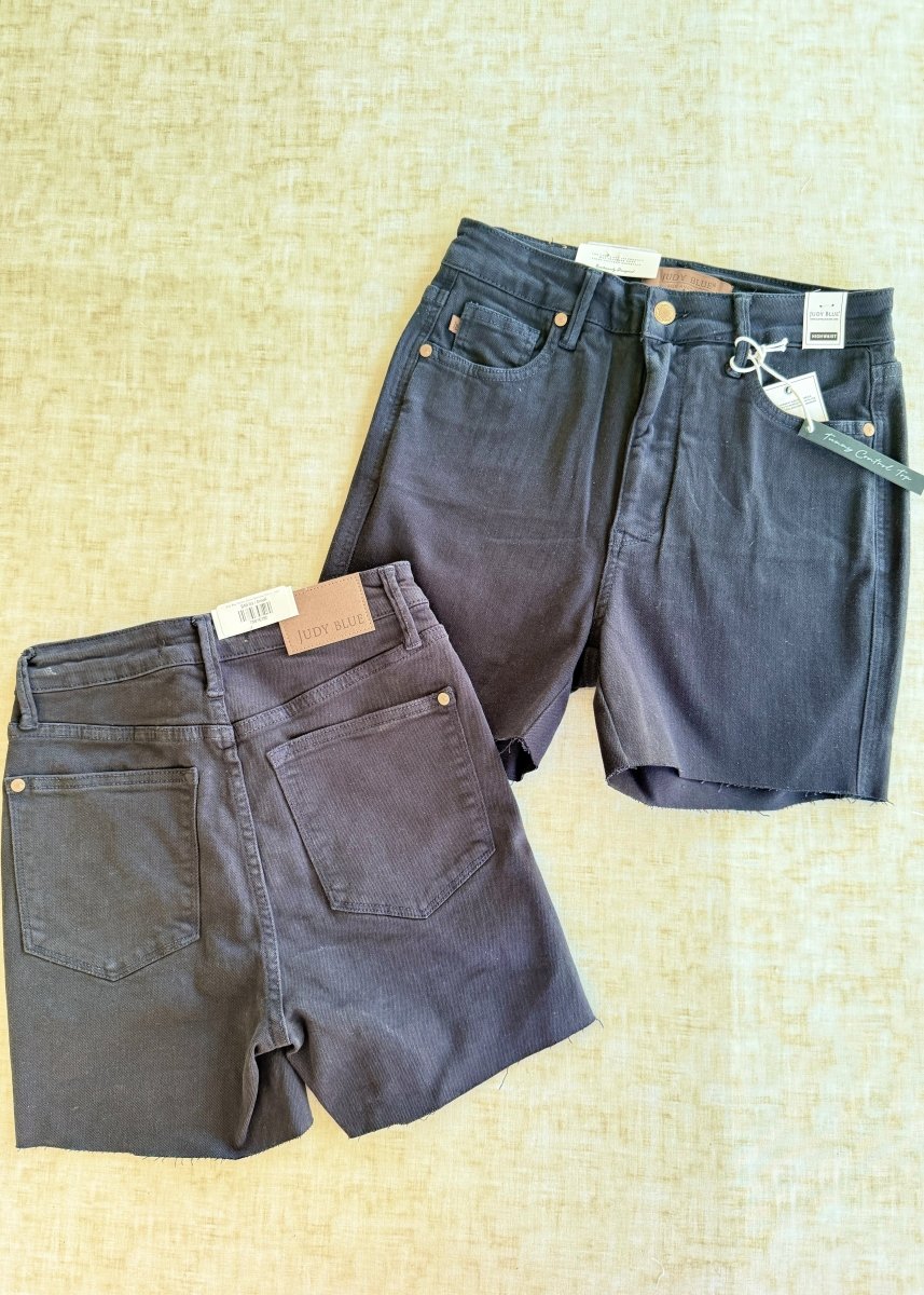 Judy Blue Raw Hem Shorts | Navy | Tummy Control - judy blue shorts - Jimberly's Boutique - Olive Branch - Mississippi