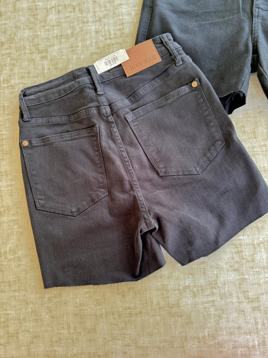 Judy Blue Raw Hem Shorts | Navy | Tummy Control - judy blue shorts - Jimberly's Boutique - Olive Branch - Mississippi